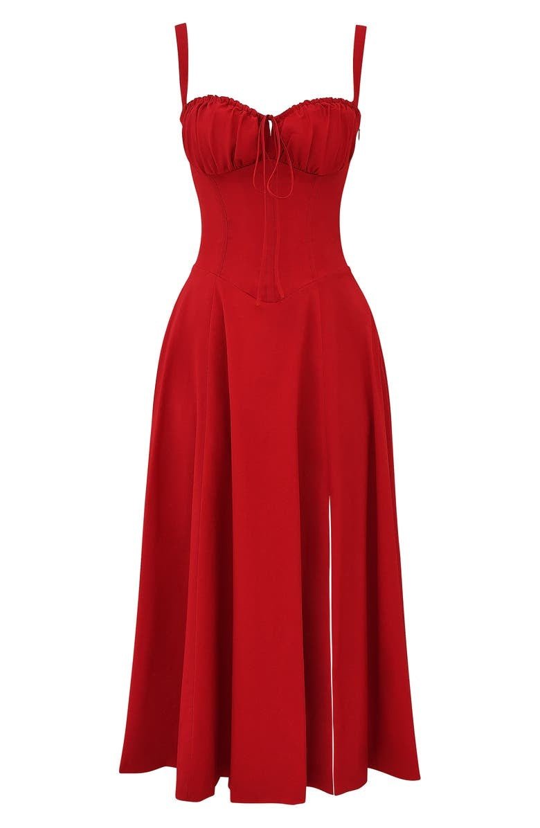 Floral Sweetheart Corset High Split Midi Dress 21