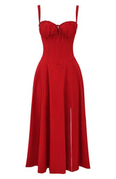 Floral Sweetheart Corset High Split Midi Dress 21