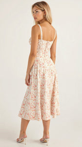 Floral Sweetheart Corset High Split Midi Dress 6