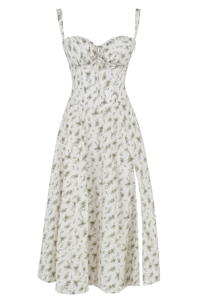 Floral Sweetheart Corset High Split Midi Dress 18
