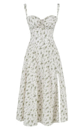 Floral Sweetheart Corset High Split Midi Dress 18