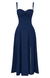 Floral Sweetheart Corset High Split Midi Dress 20