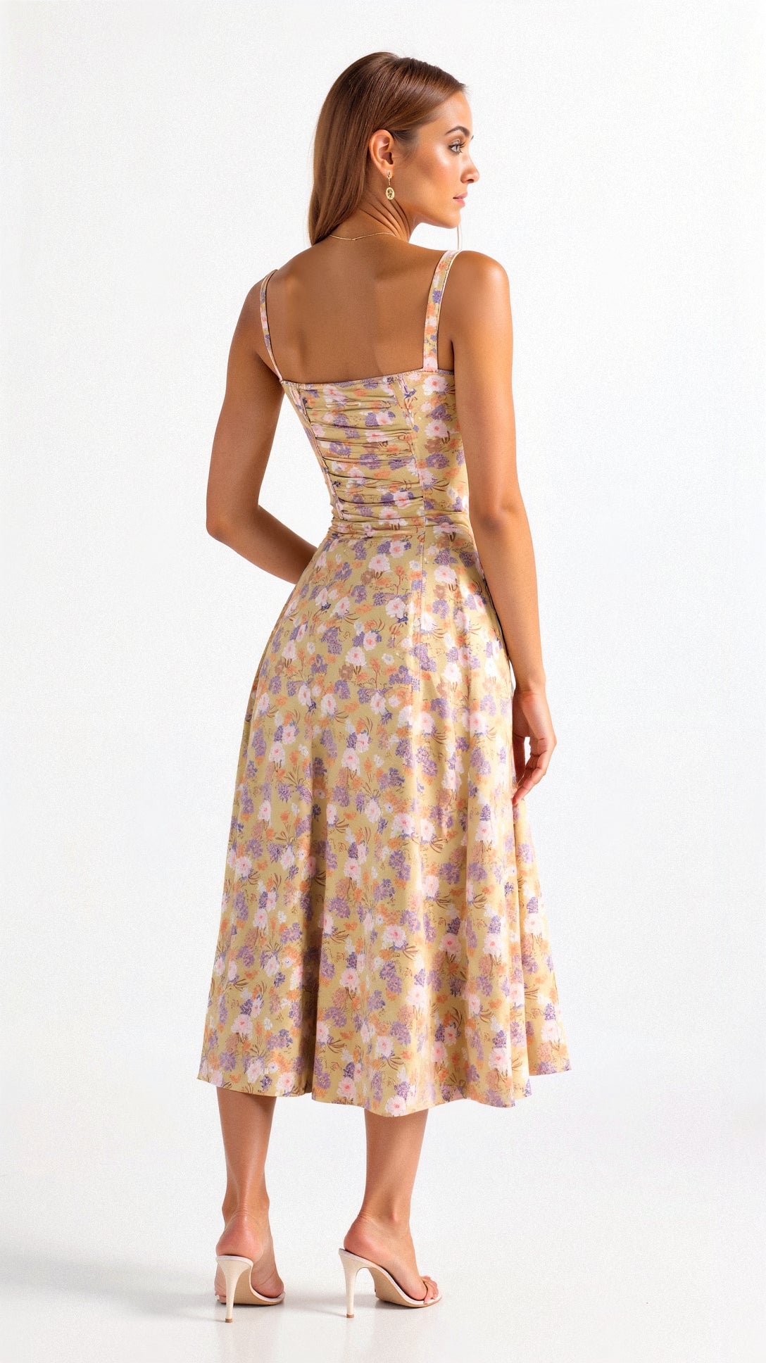 Floral Sweetheart Corset High Split Midi Dress 2