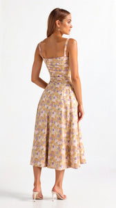 Floral Sweetheart Corset High Split Midi Dress 2