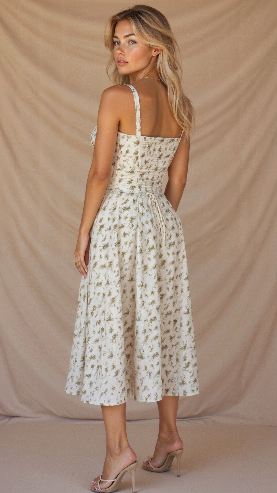 Floral Sweetheart Corset High Split Midi Dress 10