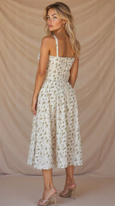 Floral Sweetheart Corset High Split Midi Dress 10