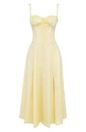 Floral Sweetheart Corset High Split Midi Dress 23