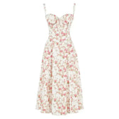 Floral Sweetheart Corset High Split Midi Dress 19