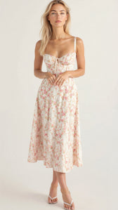 Floral Sweetheart Corset High Split Midi Dress 5
