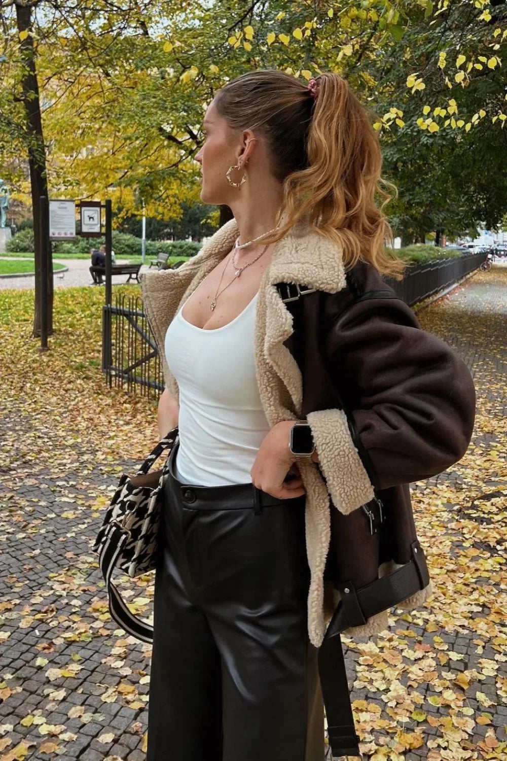 Multi-Zip Faux Shearling Longline Jacket