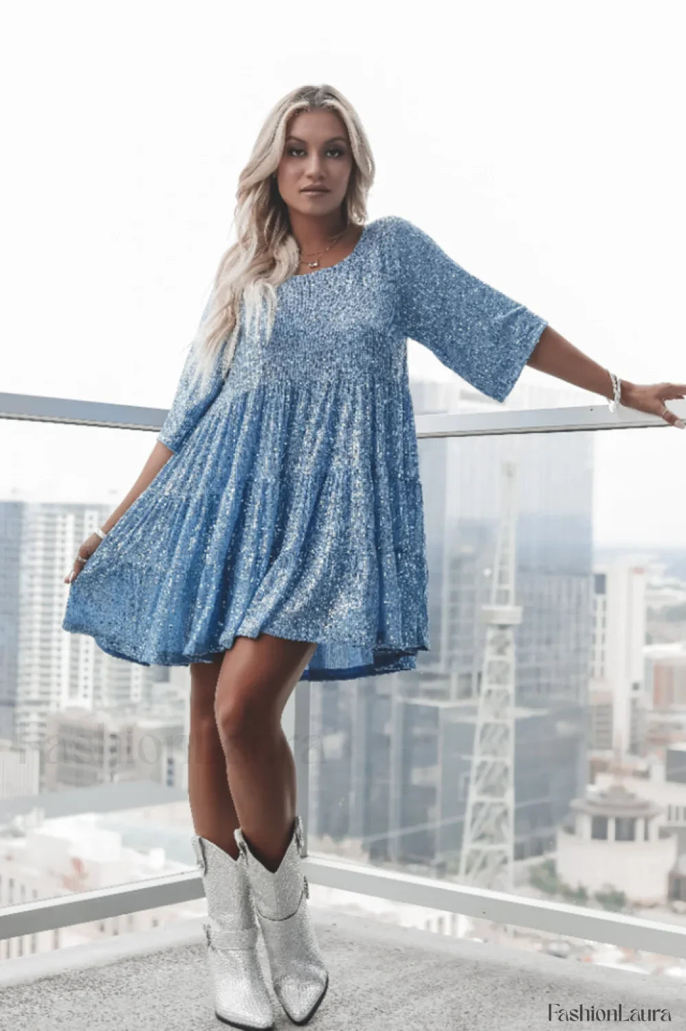 My Queen Sequin Charming Baby Doll Dress