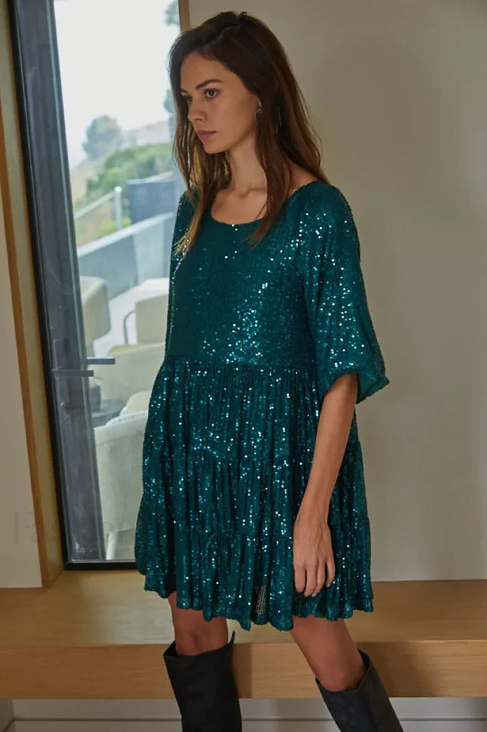 My Queen Sequin Charming Baby Doll Dress