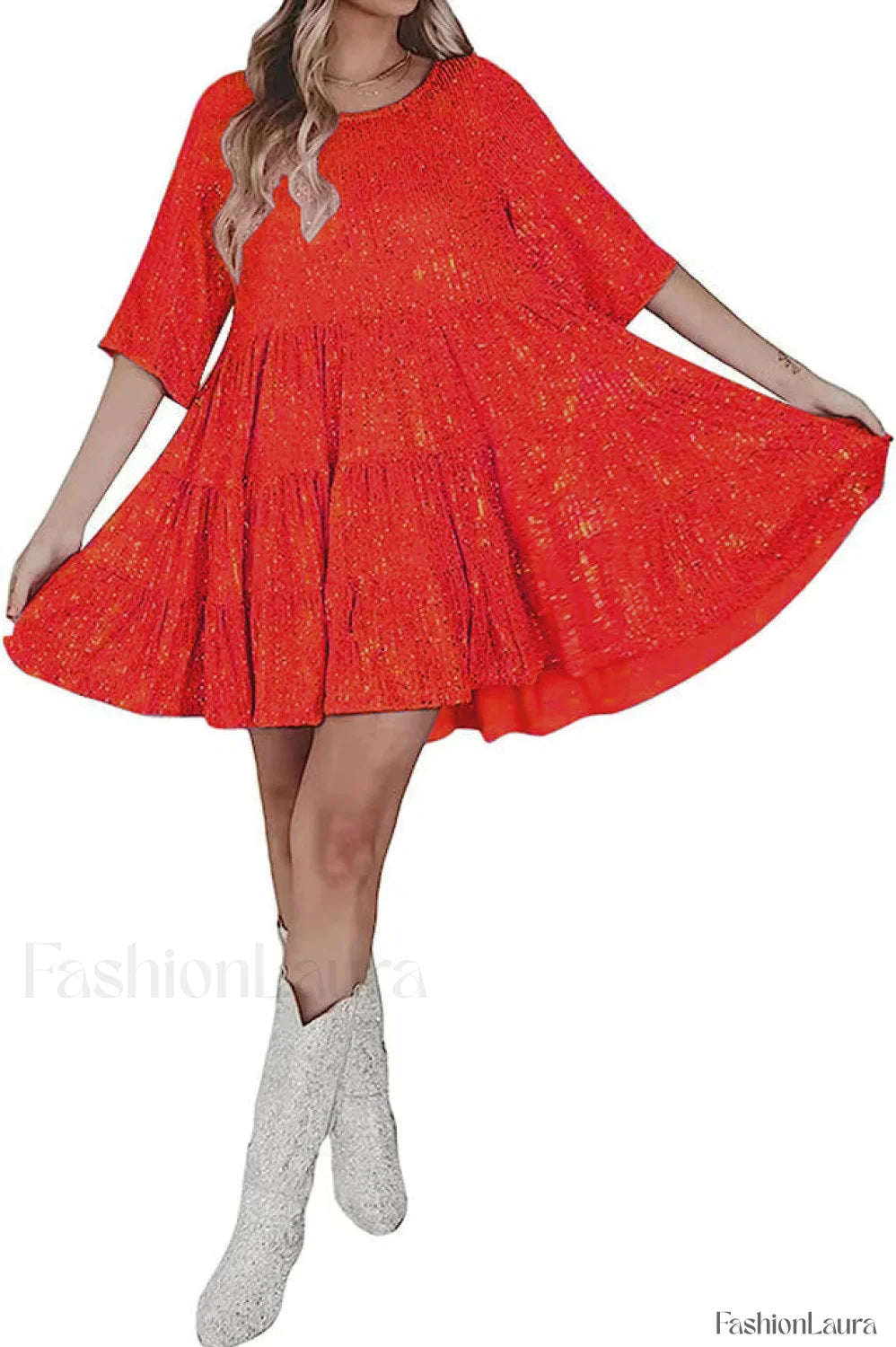 My Queen Sequin Charming Baby Doll Dress