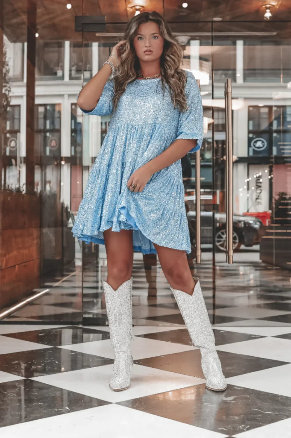 My Queen Sequin Charming Baby Doll Dress