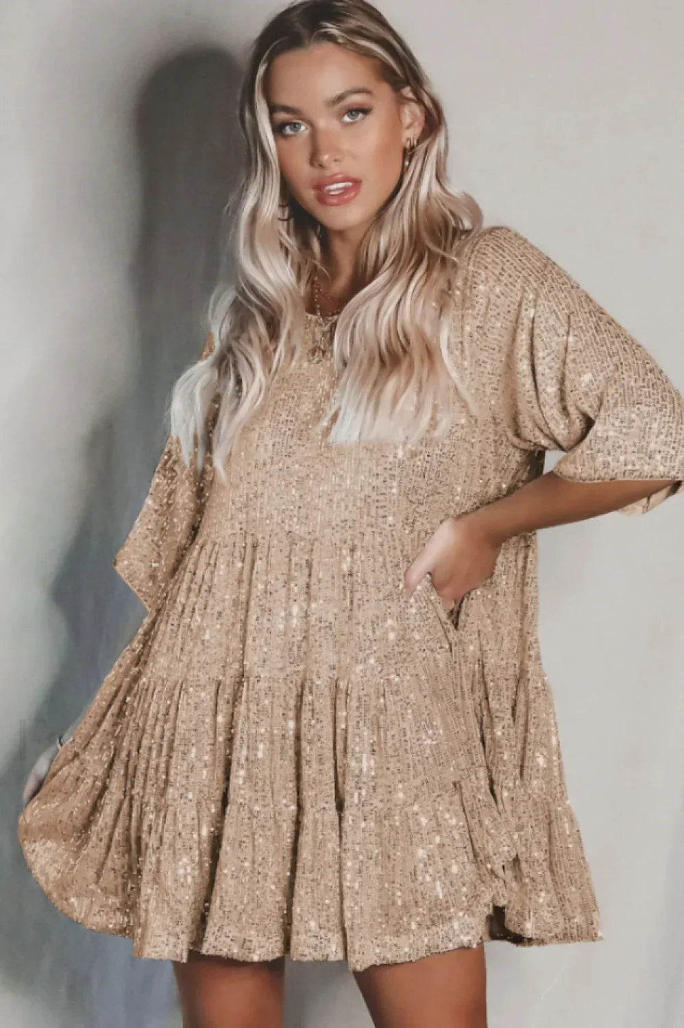 My Queen Sequin Charming Baby Doll Dress