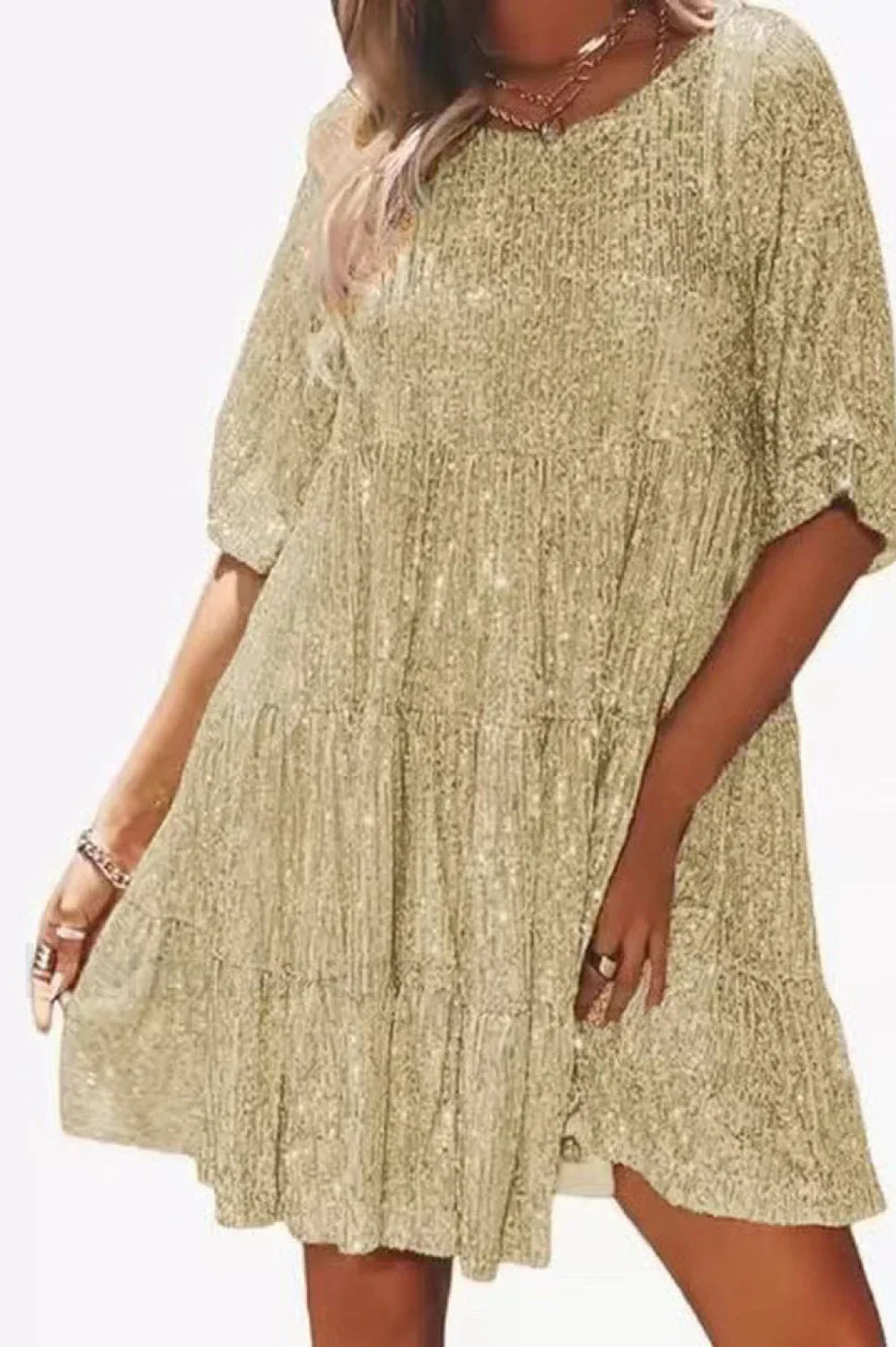 My Queen Sequin Charming Baby Doll Dress