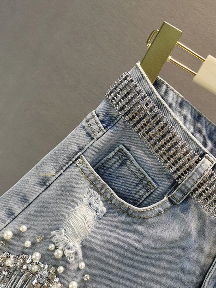 Mya Short Tassel Denim Jeans