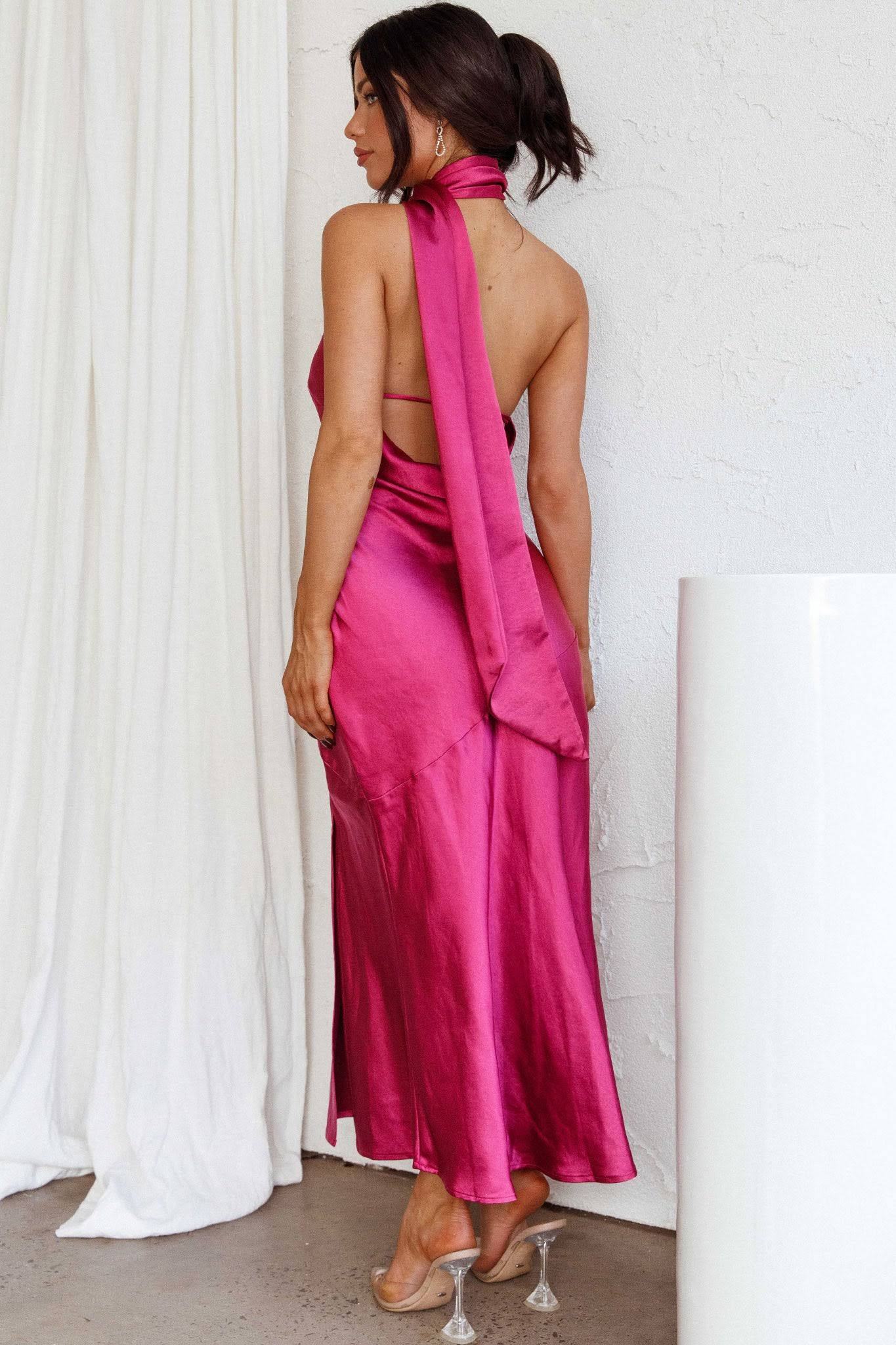 Statement Xandra Cowl Satin Halterneck Midi Dress Designer Edit