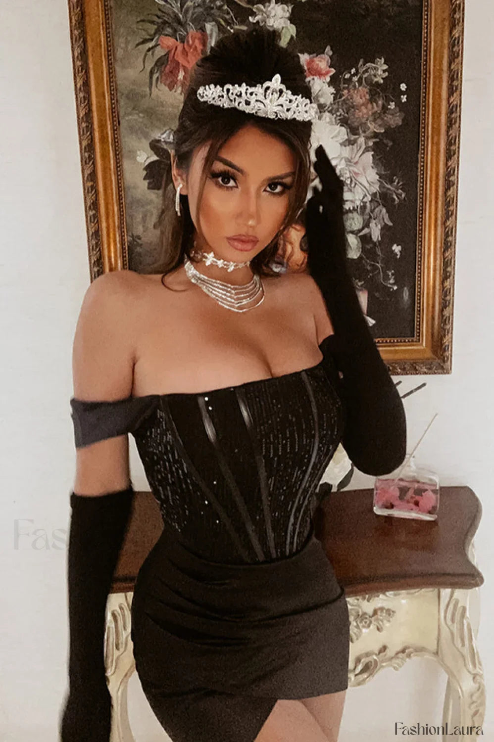 Nadia Off Stylish Shoulder Mini Dress