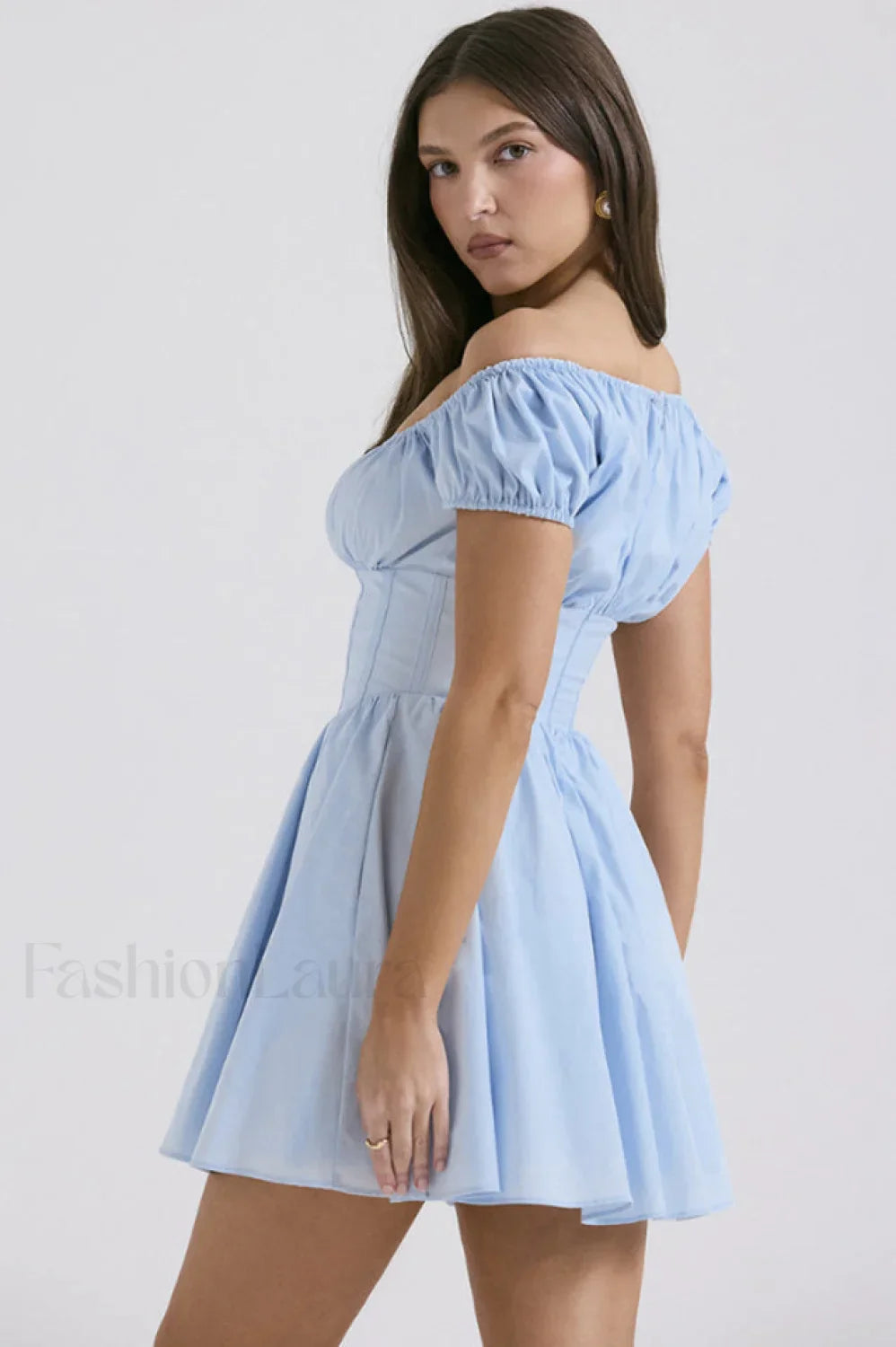 Nala French Navy Charming Gathered Mini Dress