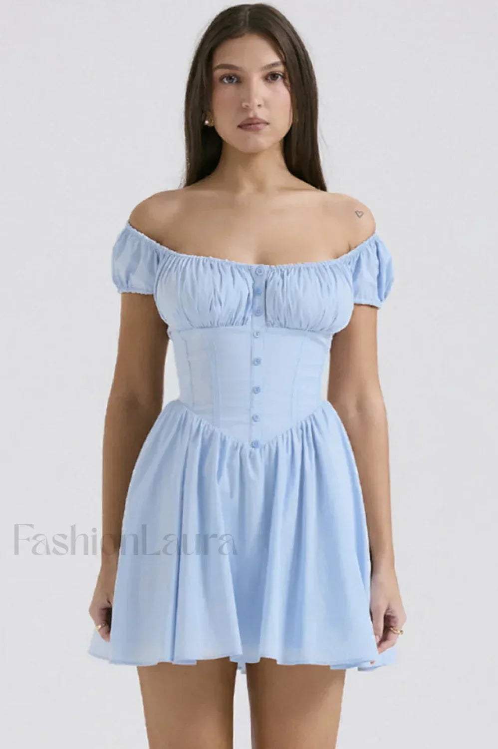 Nala French Navy Charming Gathered Mini Dress XS / Blue