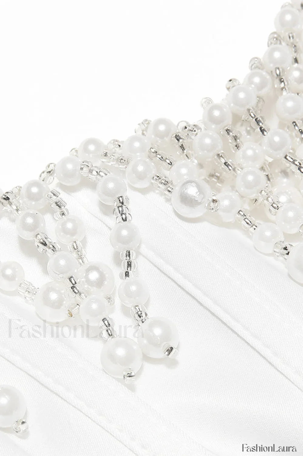 Nalita Vintage Cream Charming Beaded Strapless Dress