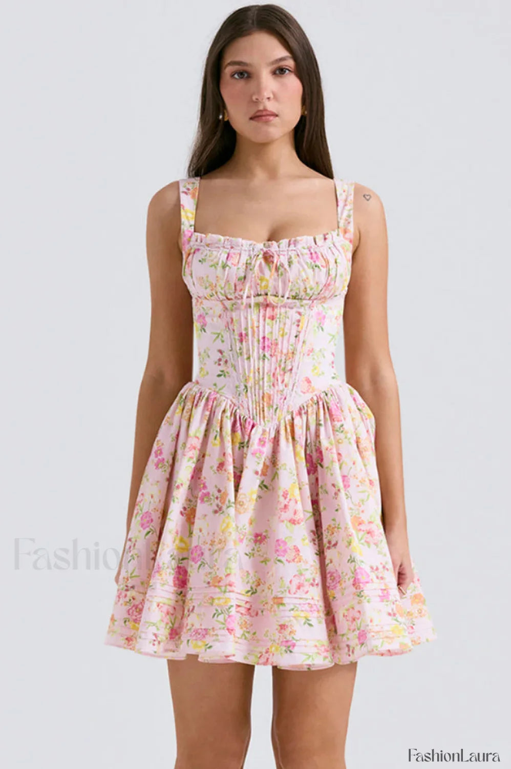 Natassia White Stylish Cotton Mini Dress