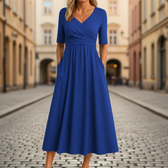 V-Neck Short Sleeve Wrap Midi Dress 9
