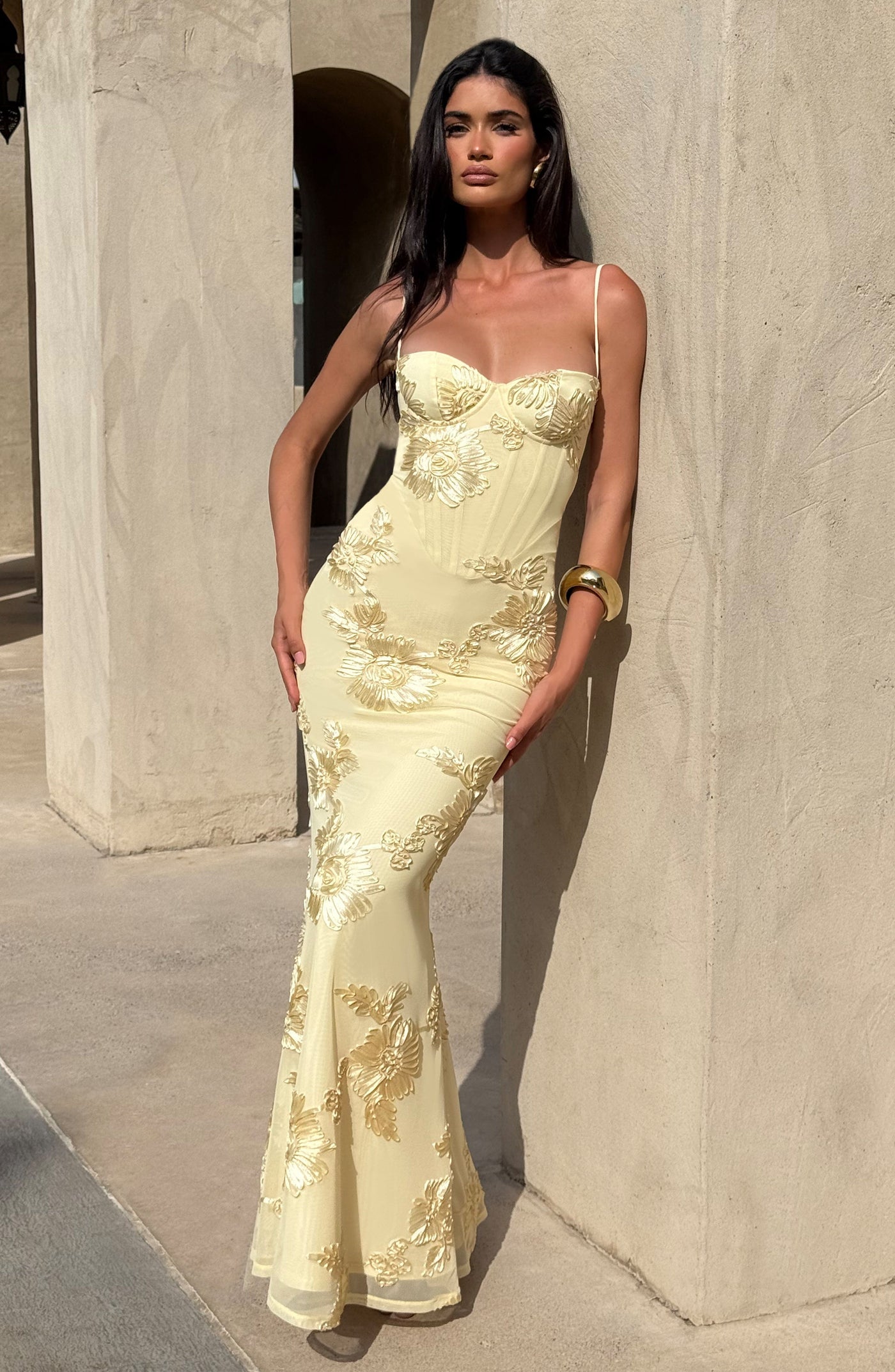 Floral Sweetheart Corset Mermaid Maxi Dress 5
