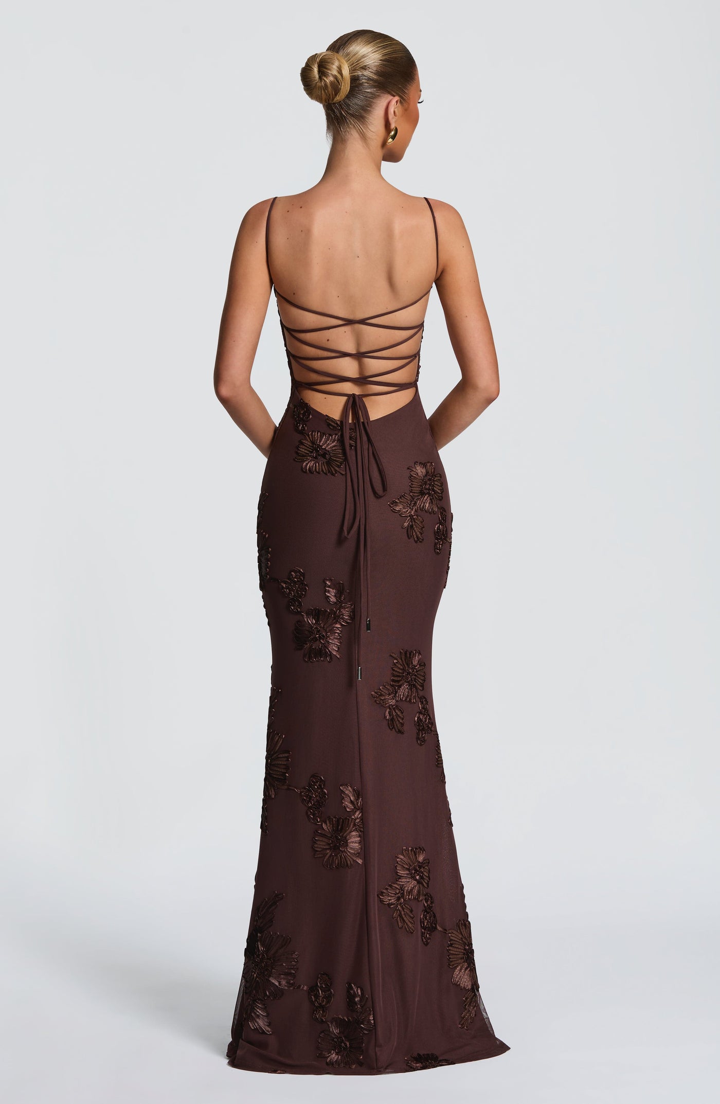 Floral Appliqué Corset Sweetheart Mermaid Maxi Gown 2