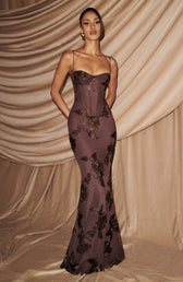 Floral Appliqué Corset Sweetheart Mermaid Maxi Gown 3