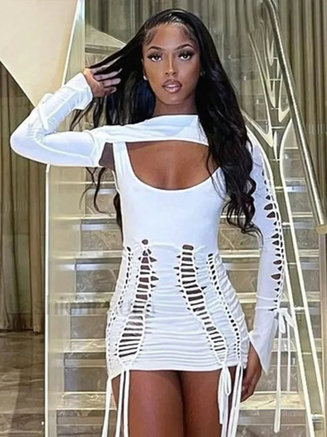 Neon Bandage Ruched Mini Dress