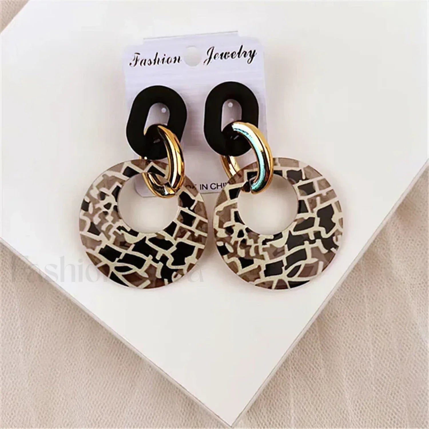 New Acrylic Geometric Leopard Circle Dangle Earrings Korean Statement Earring Girls Earring plaid