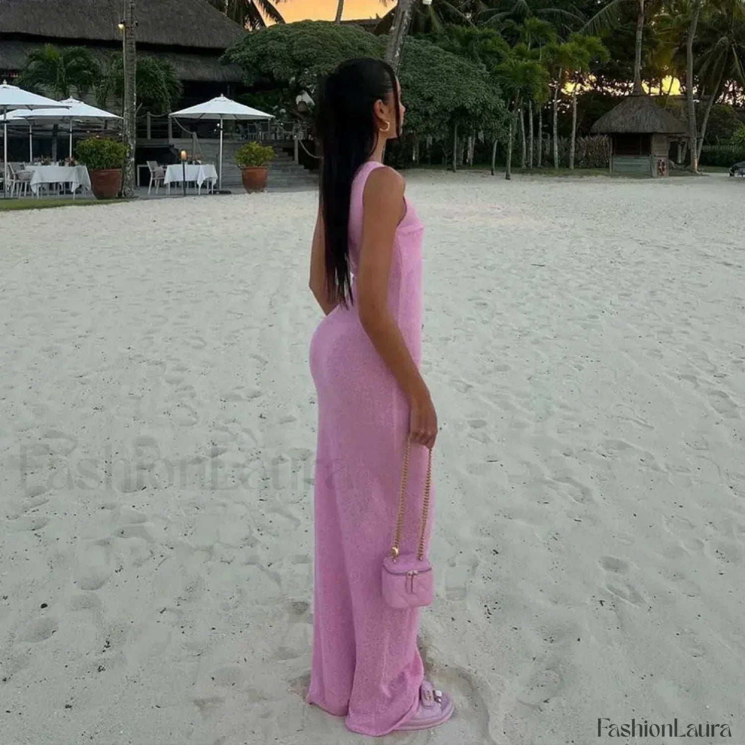 New Fashion Sexy Sleeveless Knitted O Neck Long Women Holiday Slim Fit Knit Beach Summer Maxi Dress