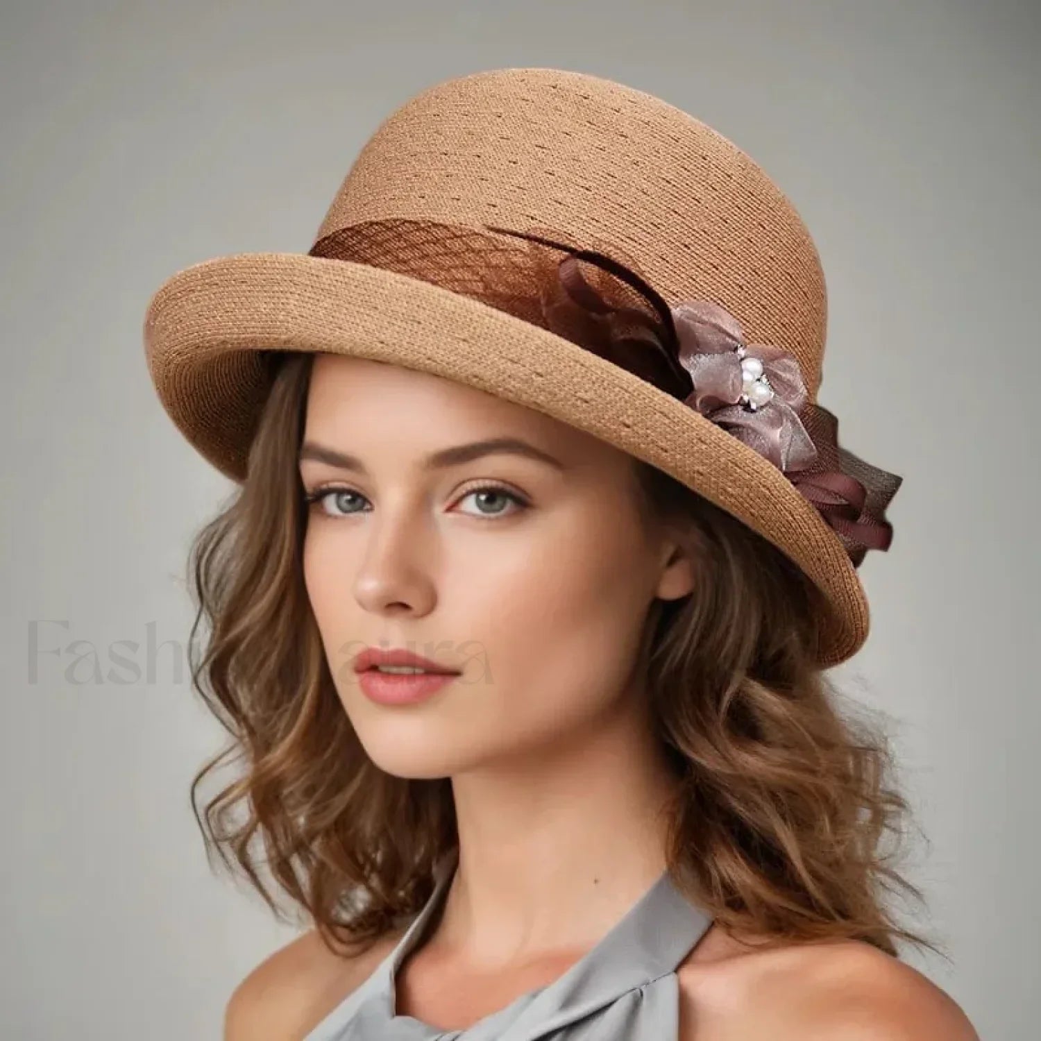 New Flower Small Pot Fashionable Woolen Curved Brim Top Hat