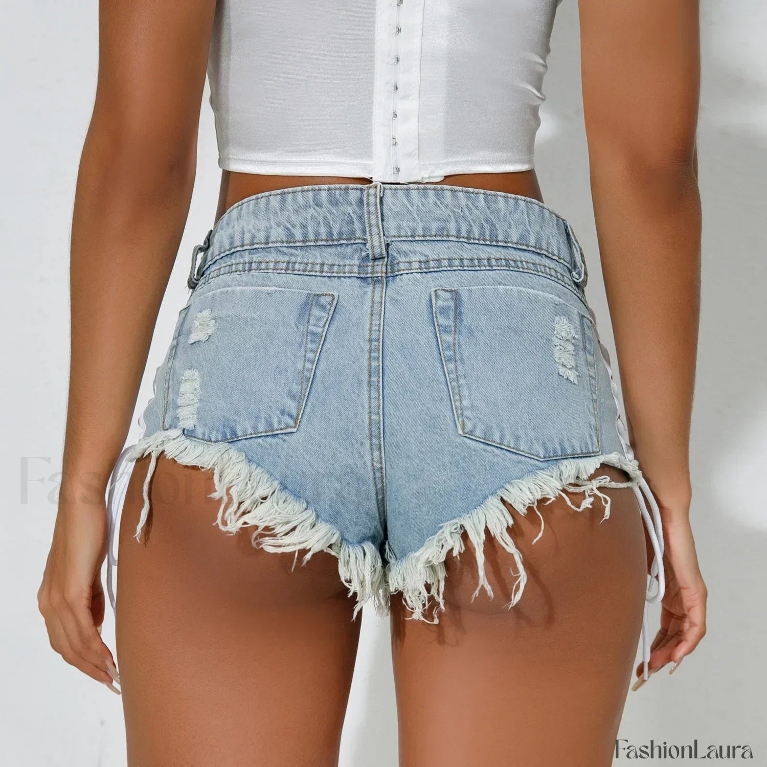 New High Waist Bandage Denim Shorts for Women