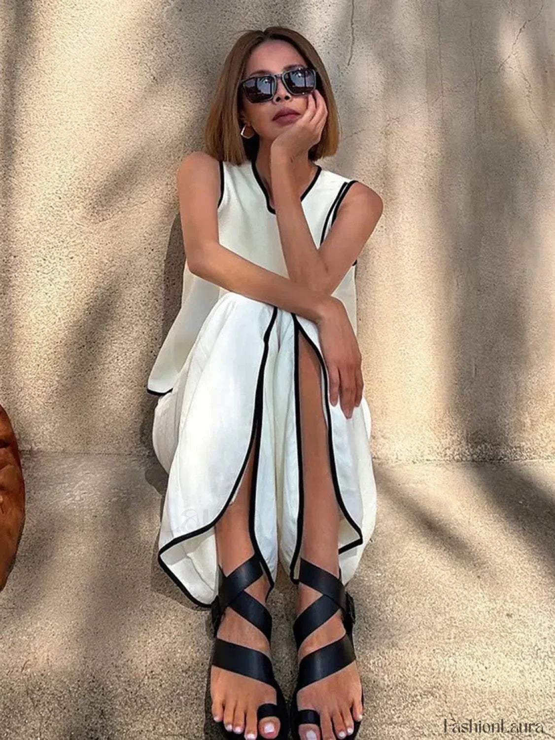 New O-Neck Crop Pants Two Piece Set