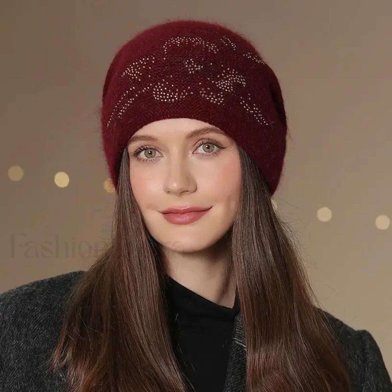 New Winter Fashion Decorate Rabbit Fur Blend Warm Hat