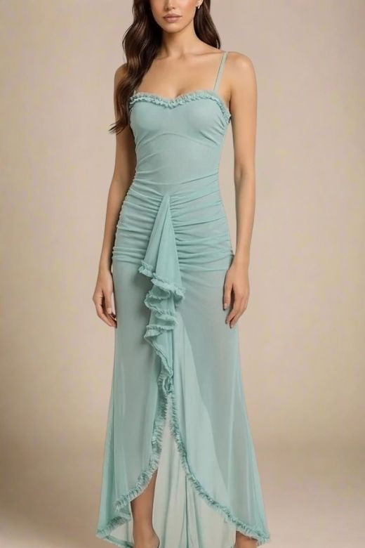 Noah Bodycon Wrap Midi Dress - Tiffany Blue