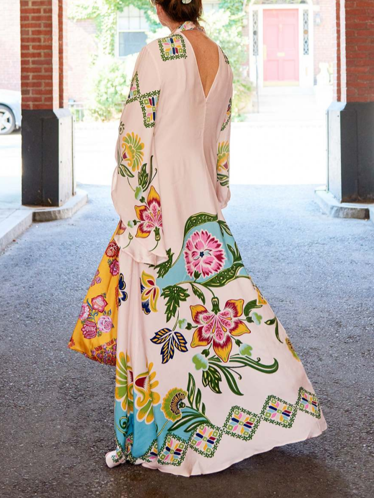 Floral High Neck Long Sleeve Maxi Dress 7
