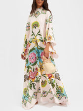 Floral High Neck Long Sleeve Maxi Dress