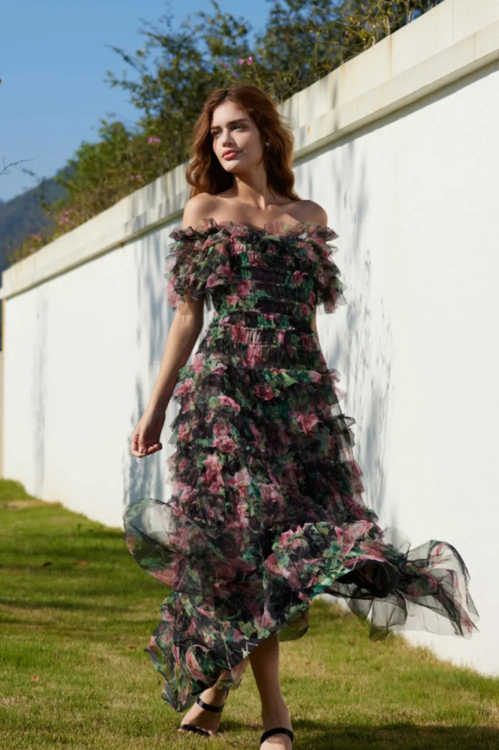 Nola Ruched Stylish Floral Maxi Dress