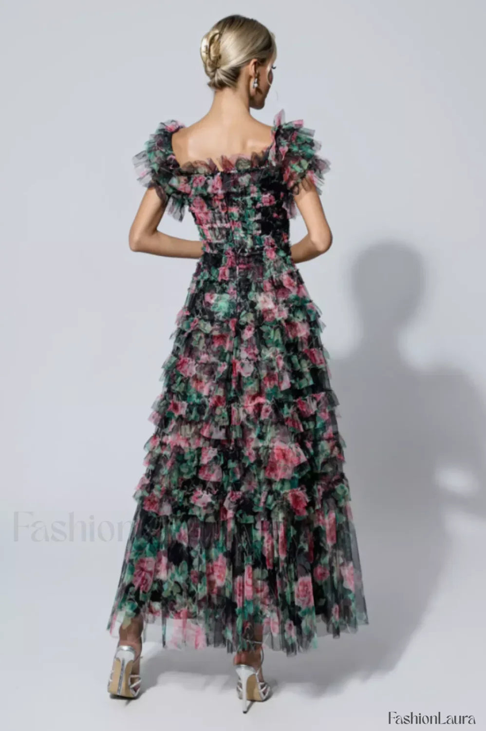 Nola Ruched Stylish Floral Maxi Dress