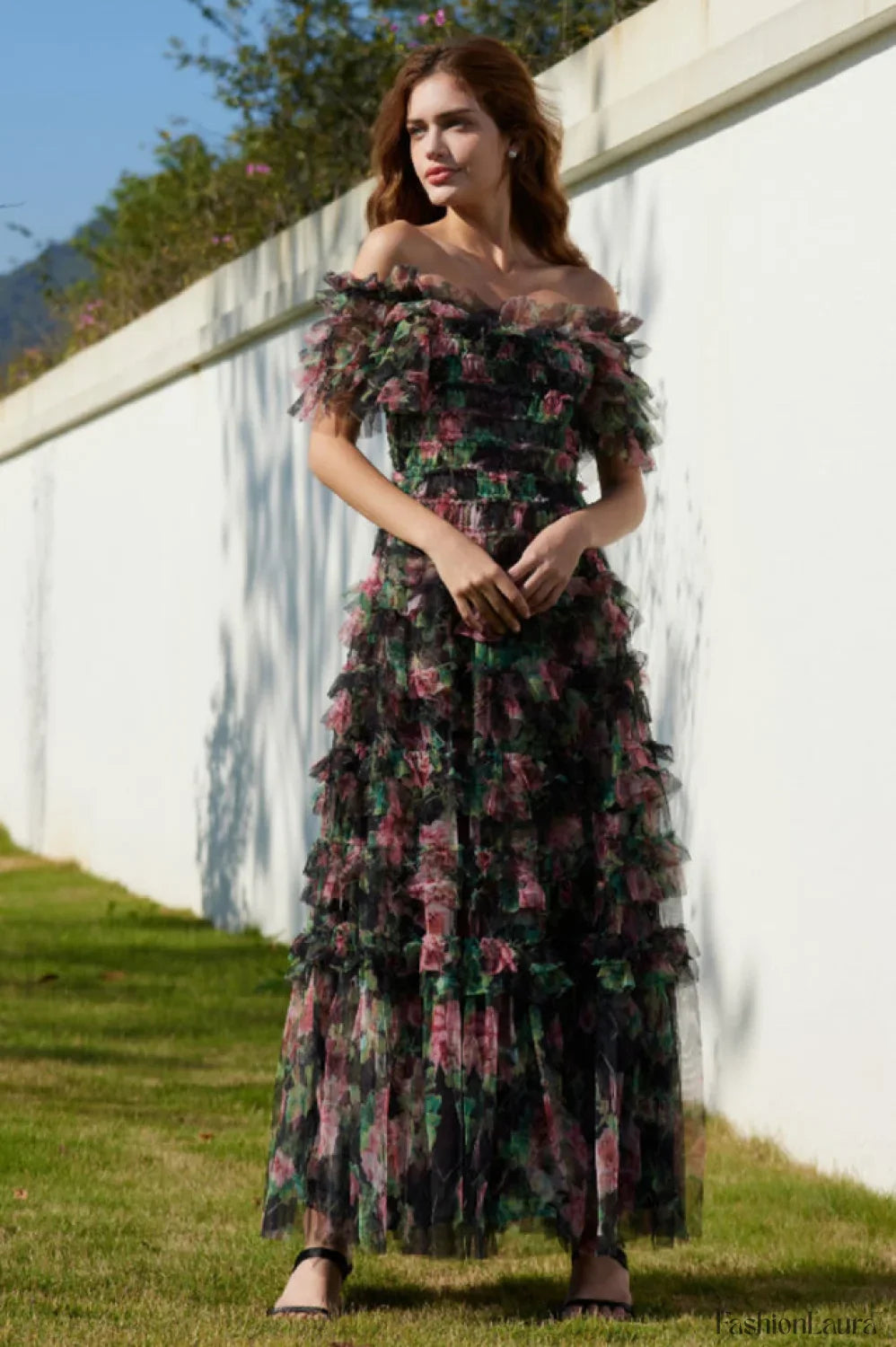 Nola Ruched Stylish Floral Maxi Dress