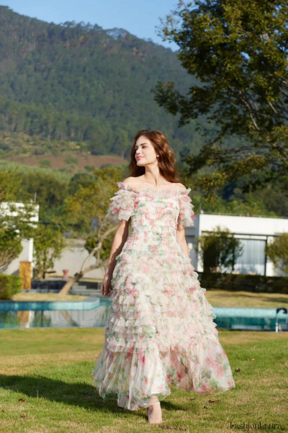 Nola Ruched Stylish Floral Maxi Dress