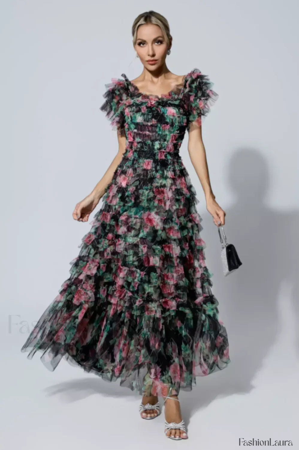 Nola Ruched Stylish Floral Maxi Dress