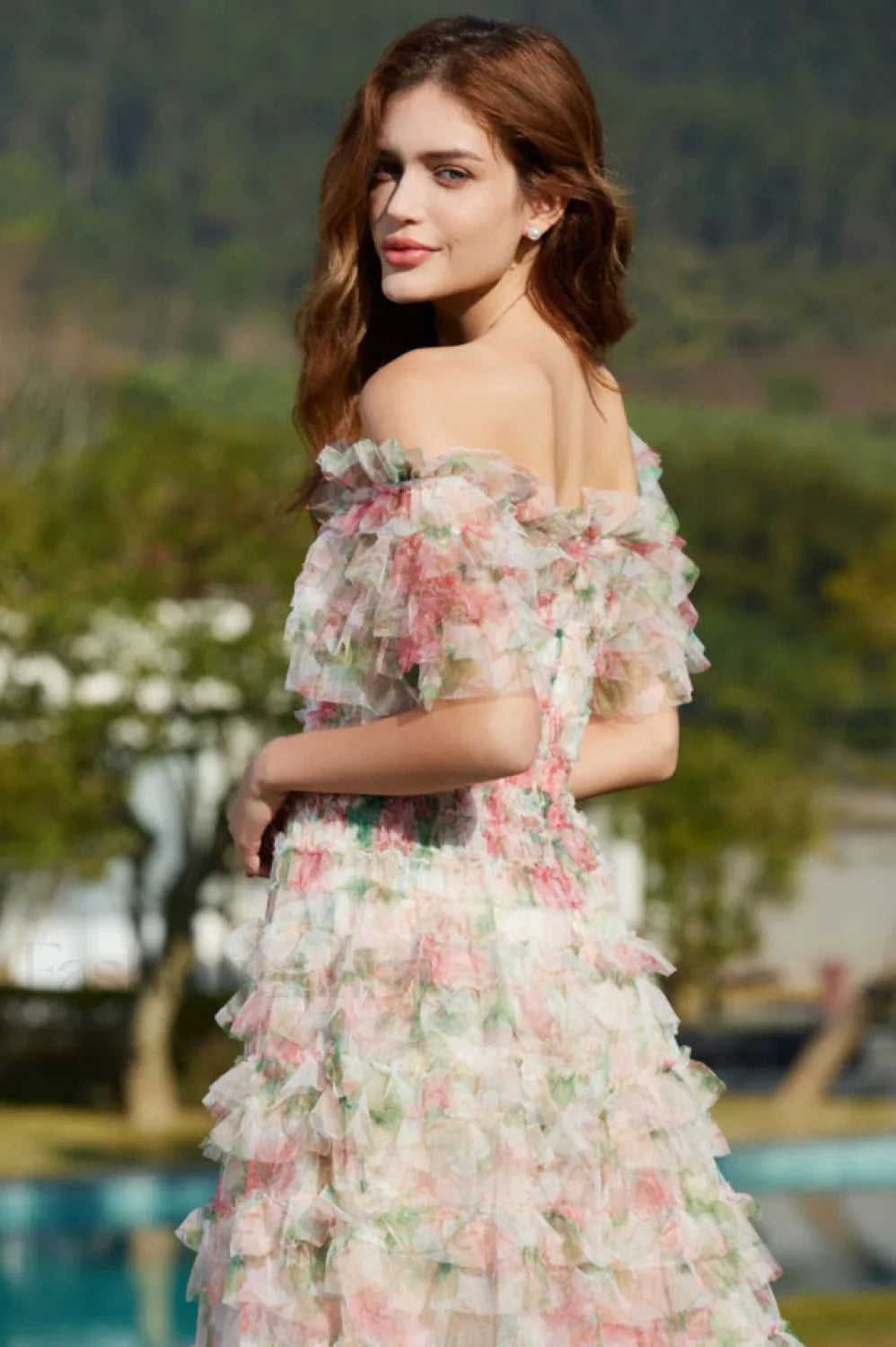 Nola Ruched Stylish Floral Maxi Dress