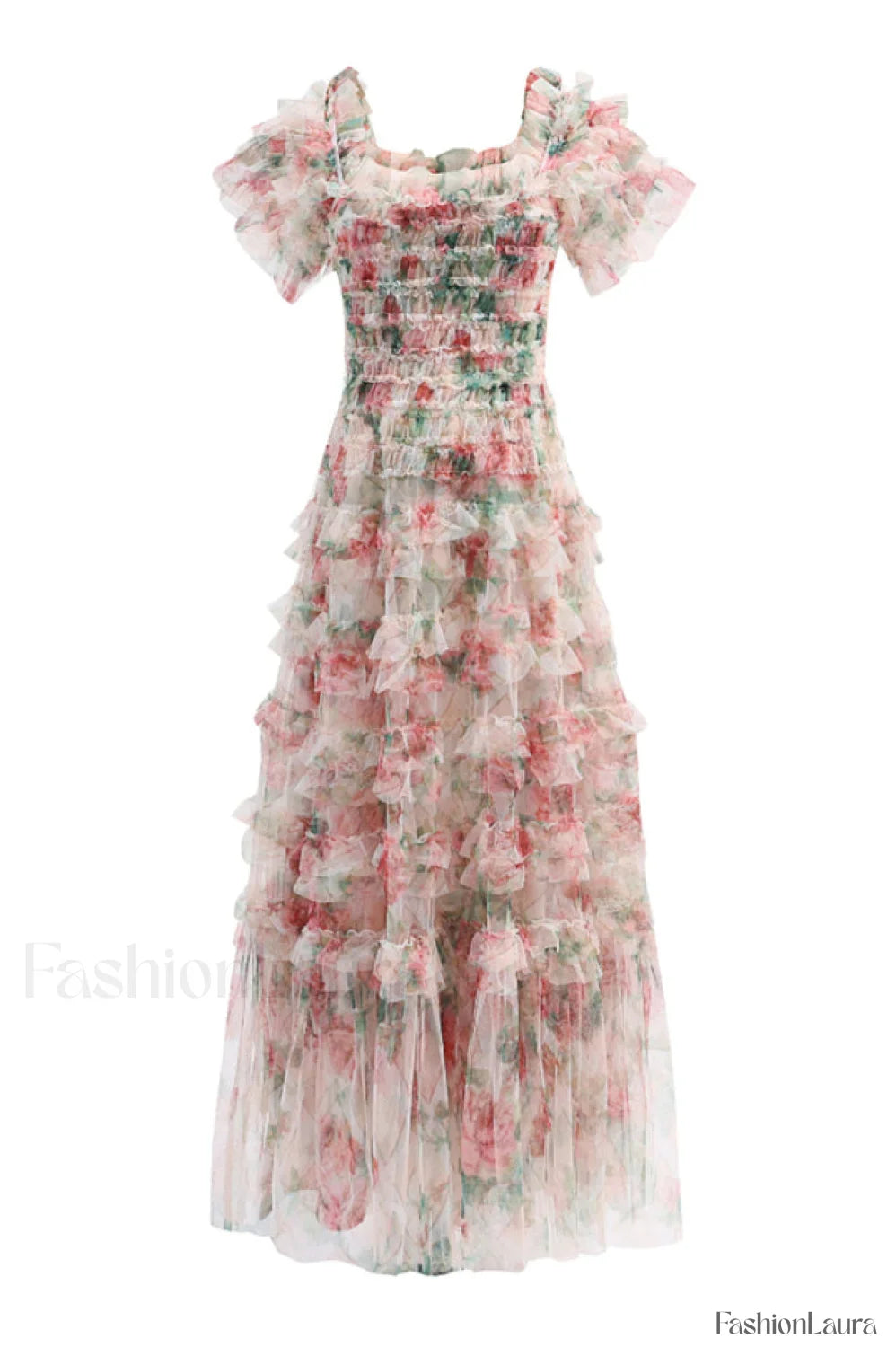 Nola Ruched Stylish Floral Maxi Dress