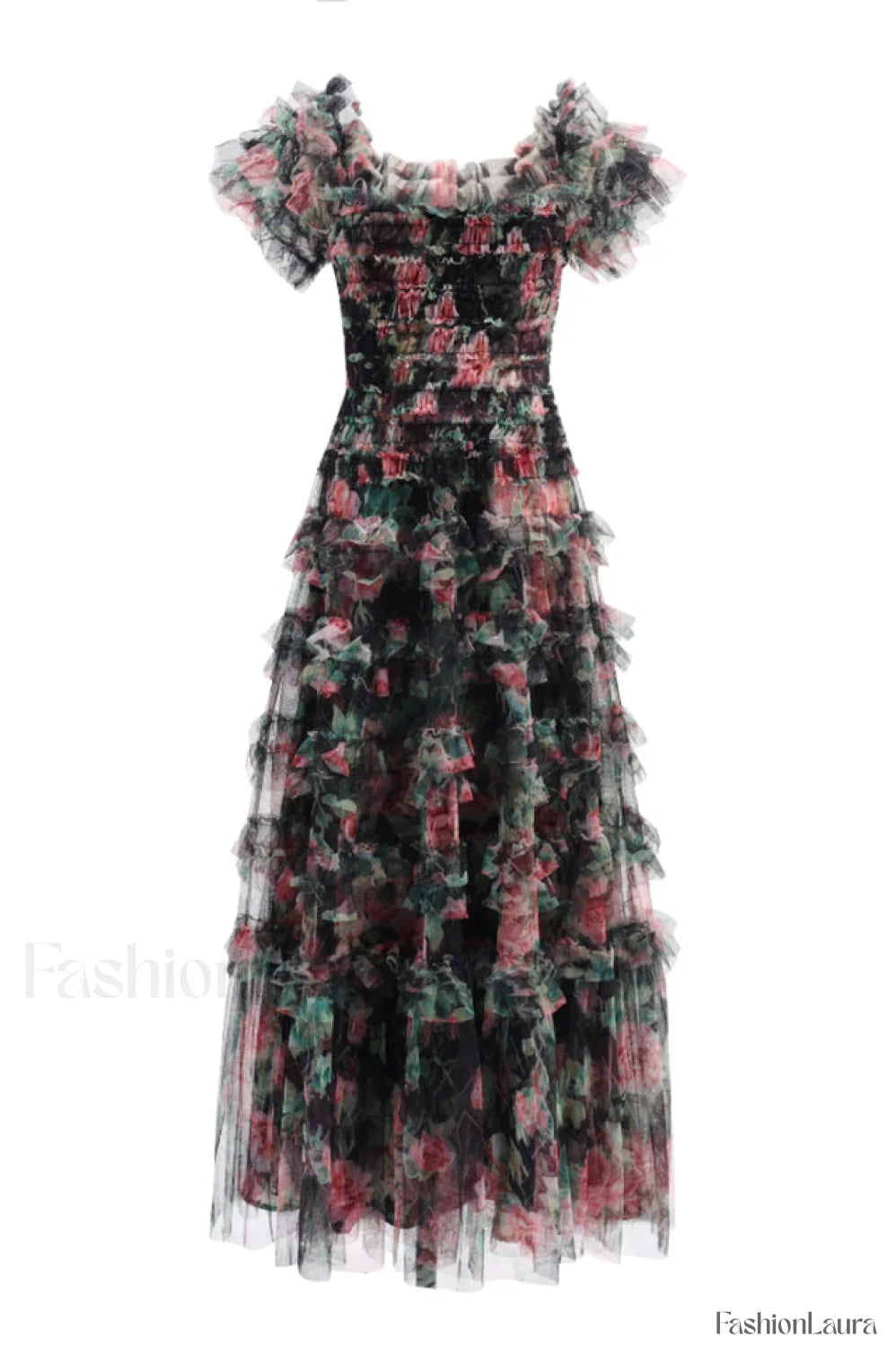 Nola Ruched Stylish Floral Maxi Dress