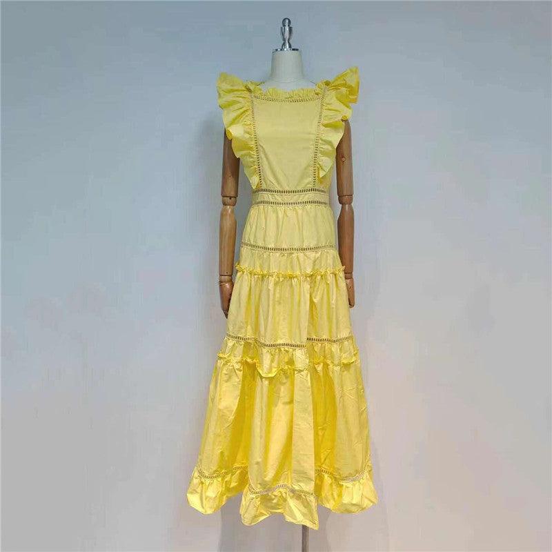 Nora Pleated Cap Sleeves Maxi Dress